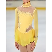 cheap Figure Skating Dresses-Figure Skating Dress Women's Girls' Ice Skating Dress Outfits Violet White Black Spandex High Elasticity Competition Skating Wear Warm Handmade Jeweled Rhinestone Long Sleeve Ice Skating Figure