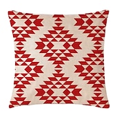 baratos estilo boho-Capa de travesseiro de 4 peças, quadrado rústico geométrico tradicional clássico sofá doméstico almofada decorativa de linho falso para poltrona sofá-cama