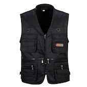 billiga Gilets-herr vandringsväst / gilet fiskeväst utomhus lätt, andas, slitstyrka, flera fickor, resor, last, safari, väst, topp, enkel, skjutreglage, camping, jakt, fiske, svart, röd, grön, khaki