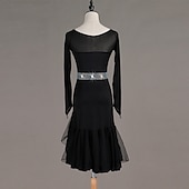 olcso Latin tánc ruházat-tánc salsa latin táncruha kristályok / strasszok női edzéselőadás hosszú ujjú magas spandex tüll