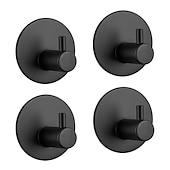 cheap Robe Hooks-Adhesive Hooks Heavy Duty Wall Hooks 4 Packs Removable Matte Black Durable 304 Stainless Steel Wall Hangers, Waterproof Rustproof Oil Proof for Kitchen, Bathrooms, Doors, Office, Closet
