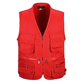 billiga Gilets-herr vandringsväst / gilet fiskeväst utomhus lätt, andas, slitstyrka, flera fickor, resor, last, safari, väst, topp, enkel, skjutreglage, camping, jakt, fiske, svart, röd, grön, khaki