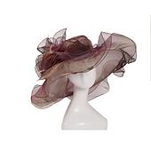 billiga Festhattar-Organza Kentucky Hatt  Fascinatörer  Huvudbonad med Tiered 1 PC Fest  Kväll  Företag  Ceremoni  Bröllop  Téfest Huvudbonad för att imponera Klädkod Race Day Dress