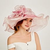 billiga Festhattar-Organza Kentucky Hatt  Fascinatörer  Huvudbonad med Tiered 1 PC Fest  Kväll  Företag  Ceremoni  Bröllop  Téfest Huvudbonad för att imponera Klädkod Race Day Dress