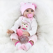 cheap Dolls-NPKCOLLECTION 22 inch Reborn Doll Baby &amp; Toddler Toy Baby Girl Reborn Baby Doll Newborn lifelike Lovely Parent-Child Interaction Hand Applied Eyelashes with Clothes and Acc for Girls Christmas Gift