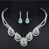 economico Parure di gioielli-Set di gioielli 1 set Zaffiri Pietra dura e cristallo Pietre sintetiche Orecchini Collane Per donna Festa Donne Lusso Romantico goccia Lacrime Parure di gioielli Per Feste Matrimonio Occasioni