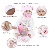 cheap Dolls-NPKCOLLECTION 22 inch Reborn Doll Baby &amp; Toddler Toy Baby Girl Reborn Baby Doll Newborn lifelike Lovely Parent-Child Interaction Hand Applied Eyelashes with Clothes and Acc for Girls Christmas Gift
