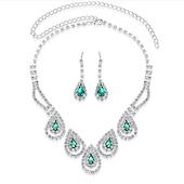 economico Parure di gioielli-Set di gioielli 1 set Zaffiri Pietra dura e cristallo Pietre sintetiche Orecchini Collane Per donna Festa Donne Lusso Romantico goccia Lacrime Parure di gioielli Per Feste Matrimonio Occasioni