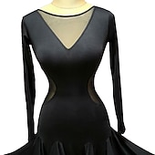 preiswerte Kleidung für lateinamerikanische Tänze-Latein-Tanz Kleid Damen Leistung Ausbildung Langarm Hoch Spandex Tüll