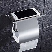 economico Portarotoli carta igienica-porta carta igienica acciaio inox per bagno con ripiano portacellulare da parete argentato 1pz