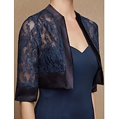 voordelige bruiloft gast wraps-halve mouw schouderophalend kant / satijn herfst bruiloft / feest / avond dames draagdoeken voor bruiloftsgasten met splitsing