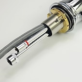preiswerte Mit ausziehbarer Brause-Küchenspülen-Mischbatterie mit ausziehbarem Sprüher, Hochlichtbogen-Messing, Silber / Kaffee, Einhand-Einloch, ölgeriebene Bronze, herunterziehbare hohe Küchenarmaturen mit Warm- und Kaltwasserschlauch