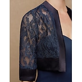 voordelige bruiloft gast wraps-halve mouw schouderophalend kant / satijn herfst bruiloft / feest / avond dames draagdoeken voor bruiloftsgasten met splitsing