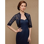 voordelige bruiloft gast wraps-halve mouw schouderophalend kant / satijn herfst bruiloft / feest / avond dames draagdoeken voor bruiloftsgasten met splitsing