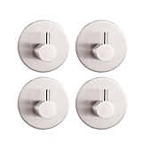 preiswerte Haken und Befestigungen-4 Stück selbstklebende Wandhaken aus Edelstahl, mattschwarz, zur Wandmontage, Handtuchhaken, Edelstahl, für Küche, Badezimmer, Bademantel, schwarze Haken, Handtuchständer, klebriger Wandhaken