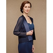 preiswerte Wraps für Hochzeitsgäste-Langarm Mäntel / Jacken Chiffon / Satin Hochzeit / Party / Abend Wickeltücher für Frauen Mit Farbaufsatz
