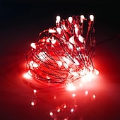 cheap USB String Lights-LED String Lights 5m 50LEDs Fairy Copper Wire Lights for Garden Patio Waterproof USB Warm White White Red Cuttable Party Decorative 5V IP65