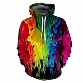 abordables Sweats à capuche pour hommes-Homme à imprimé arc-en-ciel Sweat à capuche Sweats à Capuche Sweat-shirt Sweat à capuche manche longue Sweat à capuche Capuche Décontractées 3D effet Extérieur Plein Air Vacances Jaune Violet