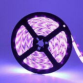 olcso vízálló szalaglámpák-zdm vízálló 16.4ft 5m led fénycsíkok rugalmas tiktok fények uv fekete fény 395-405nm 2835 8mm led rugalmas csík dc12v beltéri fluoreszkáló tánc party színpadi világítás testfesték
