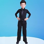 billiga Danskläder till latindans-Latinamerikansk dans Barndanskläder Topp Rosett(er) Kombination Pojkar Träning Prestanda Långärmad Polyester