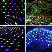 Χαμηλού Κόστους Plug In Ηλεκτρικό-led net net string 6m x 4m 672 leds net lights lights curtain lights for Christmas holiday party decor outdoor string string lights with 8 modes non-waterproofable linkable 220-240v
