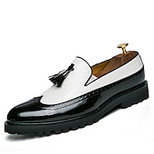 halpa Puolimuodollinen-miesten punaiset ja mustat krokotiilikuvioiset loaferit - tyylikkäät tupsuiset kengät juhla- ja vapaa-aikaan
