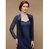 preiswerte Wraps für Hochzeitsgäste-Langarm Mäntel / Jacken Chiffon / Satin Hochzeit / Party / Abend Wickeltücher für Frauen Mit Farbaufsatz