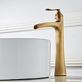 cheap Classical-Waterfall Bathroom Faucet, Rustic Nickel Single Handle One Hole Brass Waterfall Bathroom Sink Faucet with Hot and Cold Water