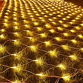 Χαμηλού Κόστους Plug In Ηλεκτρικό-led net net string 6m x 4m 672 leds net lights lights curtain lights for Christmas holiday party decor outdoor string string lights with 8 modes non-waterproofable linkable 220-240v