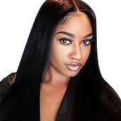 cheap Human Hair Lace Front Wigs-Lace Front Wig 4x4 Lace Human Hair Pre Plucked 130% 150% 180% Density Yaki StraightFront Wigs with Baby Hair Brazilian Human Hair Wigs for Black Women