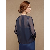 preiswerte Wraps für Hochzeitsgäste-Langarm Mäntel / Jacken Chiffon / Satin Hochzeit / Party / Abend Wickeltücher für Frauen Mit Farbaufsatz