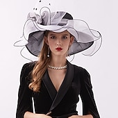 levne party klobouky-Klobouky pro ženy Klobouk s širokým okrajem Fedore sluneční klobouk Klobouk Cloche Kentucky fascinátor klobouky pro dámy organza čajová párty svatební kostelní klobouky Hlava aby vás ohromila