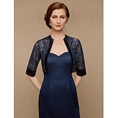 voordelige bruiloft gast wraps-halve mouw schouderophalend kant / satijn herfst bruiloft / feest / avond dames draagdoeken voor bruiloftsgasten met splitsing