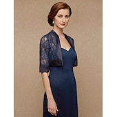 voordelige bruiloft gast wraps-halve mouw schouderophalend kant / satijn herfst bruiloft / feest / avond dames draagdoeken voor bruiloftsgasten met splitsing