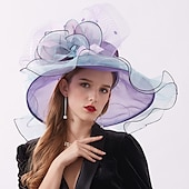 levne party klobouky-Klobouky pro ženy Klobouk s širokým okrajem Fedore sluneční klobouk Klobouk Cloche Kentucky fascinátor klobouky pro dámy organza čajová párty svatební kostelní klobouky Hlava aby vás ohromila