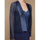 preiswerte Wraps für Hochzeitsgäste-Langarm Mäntel / Jacken Chiffon / Satin Hochzeit / Party / Abend Wickeltücher für Frauen Mit Farbaufsatz