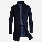 economico Trench da uomo-Per uomo Cappotto invernale Cappotto di lana Cappotto Attività commerciale Informale Autunno Lana Capispalla Abbigliamento Essenziale Tinta unita Colletto alla coreana Monopetto - 1 bottone