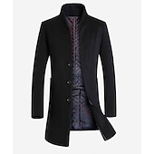 economico Trench da uomo-Per uomo Cappotto invernale Cappotto di lana Cappotto Attività commerciale Informale Autunno Lana Capispalla Abbigliamento Essenziale Tinta unita Colletto alla coreana Monopetto - 1 bottone