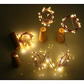 cheap Solar String Lights-Outdoor Solar String Light LED Solar Garden Light 6pcs 2M 20LED Solar Powered Wine Bottle Cork Shaped LED Copper Wire String Festival Outdoor Fairy Garland Lights