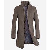 economico Trench da uomo-Per uomo Cappotto invernale Cappotto di lana Cappotto Attività commerciale Informale Autunno Lana Capispalla Abbigliamento Essenziale Tinta unita Colletto alla coreana Monopetto - 1 bottone