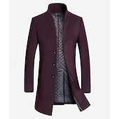 economico Trench da uomo-Per uomo Cappotto invernale Cappotto di lana Cappotto Attività commerciale Informale Autunno Lana Capispalla Abbigliamento Essenziale Tinta unita Colletto alla coreana Monopetto - 1 bottone
