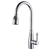 preiswerte Mit ausziehbarer Brause-Küchenspülen-Mischbatterie mit ausziehbarem Sprüher, Hochlichtbogen-Messing, Silber / Kaffee, Einhand-Einloch, ölgeriebene Bronze, herunterziehbare hohe Küchenarmaturen mit Warm- und Kaltwasserschlauch