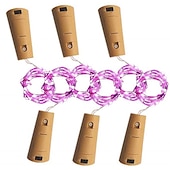 abordables Alimentación por batería-Elegante cadena de luces LED para tapón de botella de alambre de cobre de 10 piezas, 15 led, 0,75 m, para decoración de botellas de vidrio, manualidades, San Valentín, bodas y fiestas