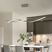 voordelige Eilandlichten-2-lichts 80/100cm led hanglamp aluminium lijn design curl wave design verstelbare kroonluchter nordic style eetkamer woonkamer verlichting 36w 110-240v alleen dimbaar met afstandsbediening