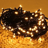 cheap Plug String Lights-LED String Lights 20m 66ft 200LED String Lights Warm White White Blue Waterproof Creative Cuttable Night Light Garden Yard Decoration Lamp for Christmas Tree Room Home Decoration