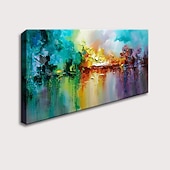 abordables Peintures Abstraites-grande taille peinture à l'huile 100% fait main peint à la main art mural sur toile coloré lac abstrait floraison feux d'artifice décoration de la maison décor toile roulée pas de cadre non étiré