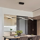 voordelige Eilandlichten-2-lichts 80/100cm led hanglamp aluminium lijn design curl wave design verstelbare kroonluchter nordic style eetkamer woonkamer verlichting 36w 110-240v alleen dimbaar met afstandsbediening