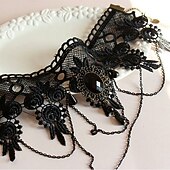 cheap Accessories and More-Choker Necklace Pendant Necklace For Women's Party Halloween Masquerade Synthetic Gemstones Crystal Lace Layered Black