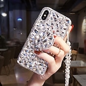 baratos Capa Samsung-telefone Capinha Para Samsung Galaxy S23 S22 S21 S20 Plus Ultra A54 A34 A14 S10 Plus Capa traseira Com Suporte Bling Com Strass Brilho brilho Acrílico