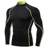 cheap Men&#039;s Active Tees &amp; Tanks-Men&#039;s Compression Shirt Running Shirt Long Sleeve Base Layer Summer Breathable Quick Dry Moisture Wicking Power Flex Fitness Gym Workout Running Sportswear Activewear Dark Grey Black White